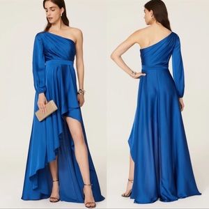 Ieena for Mac Duggal Cobalt Blue One Shoulder High Low Gown sz 14